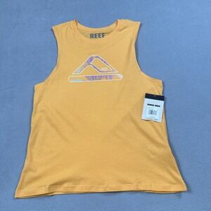 NWT Reef Tank Top Shirt Womens S Yellow Crys Muscle Surf Beach Tropical